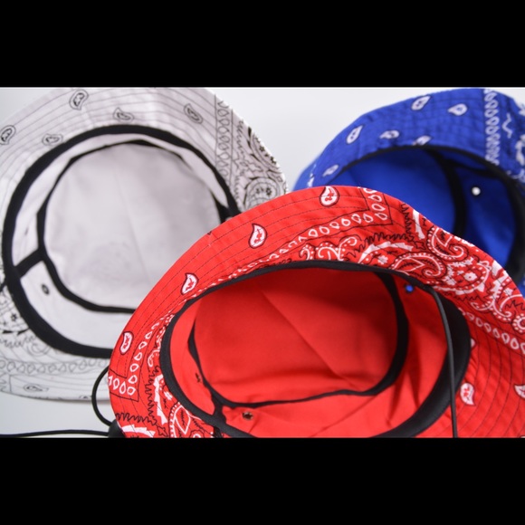 Bucket Hats w/ String Bandana Print Unisex - Picture 10 of 16